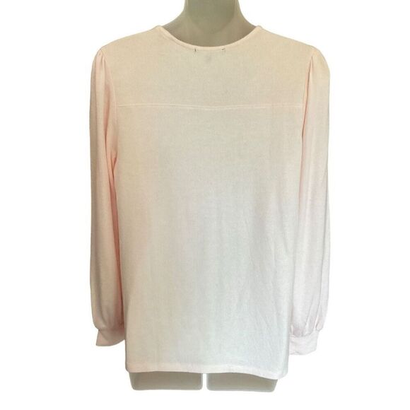 Gibson Sweater V-Neck Cozy Fleece Blouson Sleeve Pink Pastel Women Size Small - Picture 2 of 11
